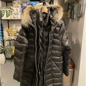 DAWN LEVY… EXCELLENT CONDITION.  Brown with beautiful fur trim